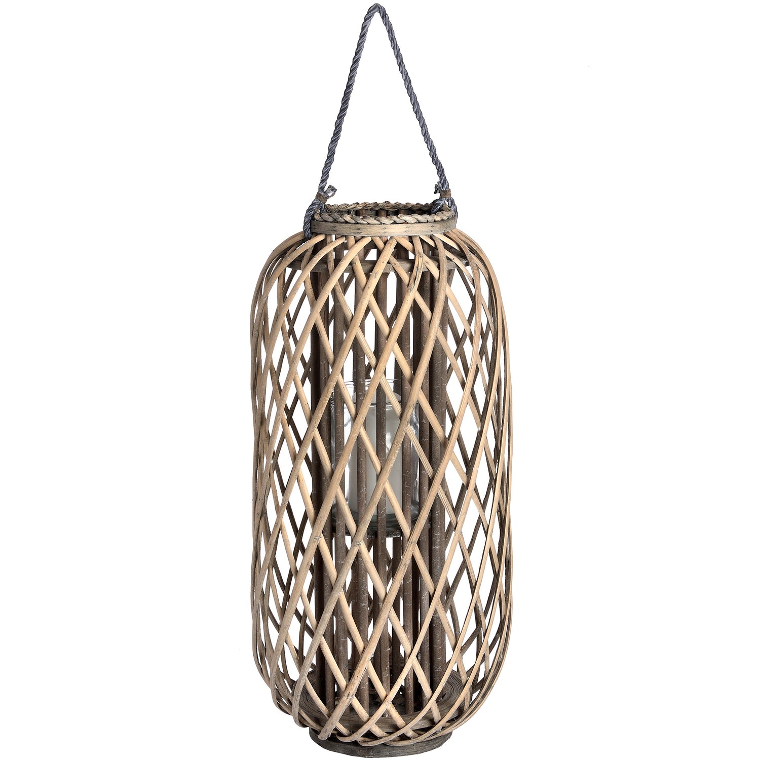 Large Standing Wicker Rattan Lantern
